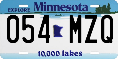 MN license plate 054MZQ