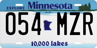 MN license plate 054MZR