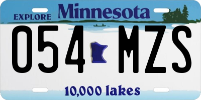 MN license plate 054MZS