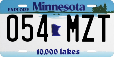 MN license plate 054MZT