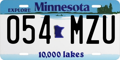 MN license plate 054MZU
