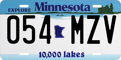 MN license plate 054MZV