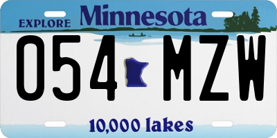 MN license plate 054MZW