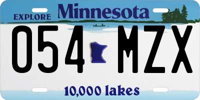 MN license plate 054MZX