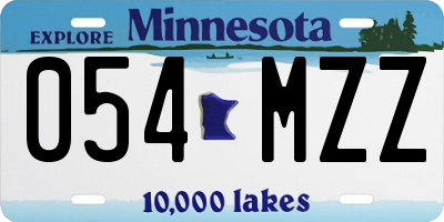 MN license plate 054MZZ