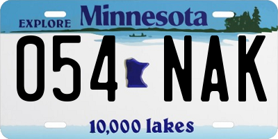 MN license plate 054NAK