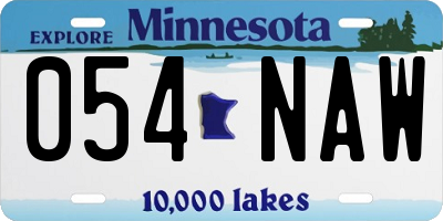 MN license plate 054NAW
