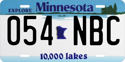 MN license plate 054NBC