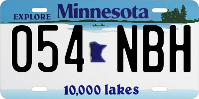 MN license plate 054NBH