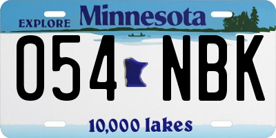 MN license plate 054NBK