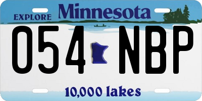 MN license plate 054NBP