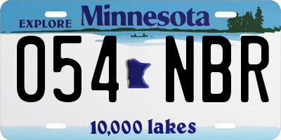 MN license plate 054NBR
