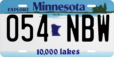 MN license plate 054NBW