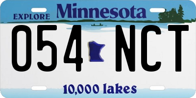 MN license plate 054NCT