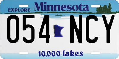 MN license plate 054NCY