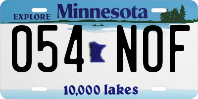 MN license plate 054NOF