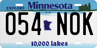 MN license plate 054NOK
