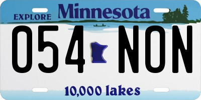 MN license plate 054NON