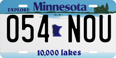 MN license plate 054NOU