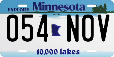 MN license plate 054NOV