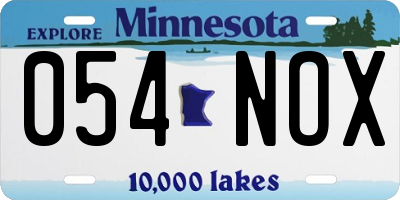 MN license plate 054NOX
