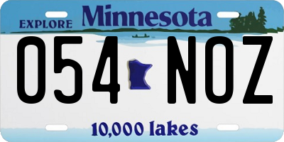 MN license plate 054NOZ
