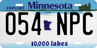 MN license plate 054NPC