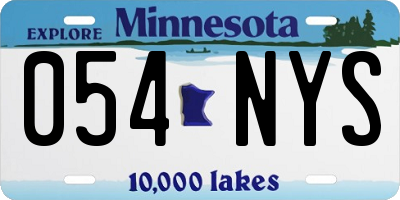 MN license plate 054NYS