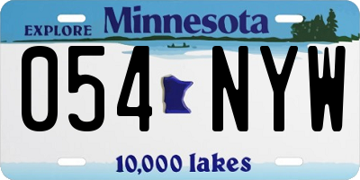 MN license plate 054NYW