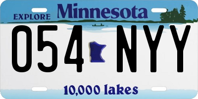 MN license plate 054NYY
