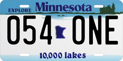 MN license plate 054ONE