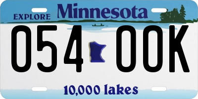 MN license plate 054OOK
