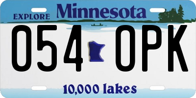 MN license plate 054OPK