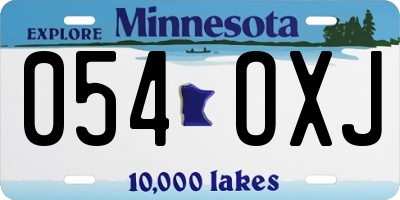 MN license plate 054OXJ