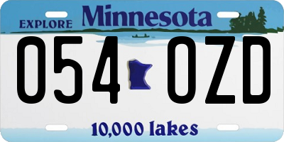 MN license plate 054OZD