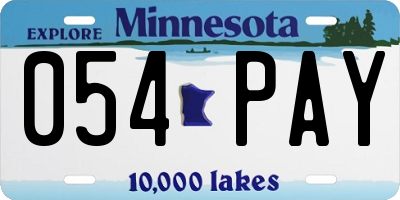 MN license plate 054PAY