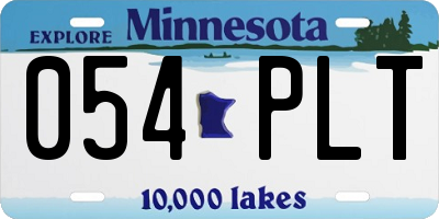 MN license plate 054PLT