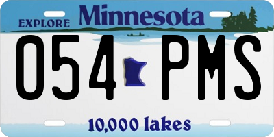 MN license plate 054PMS
