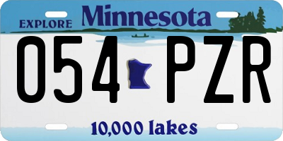 MN license plate 054PZR