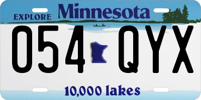 MN license plate 054QYX