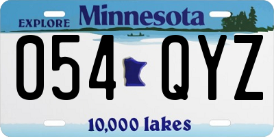 MN license plate 054QYZ