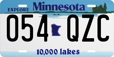 MN license plate 054QZC