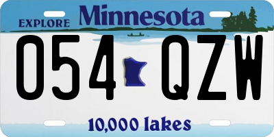 MN license plate 054QZW