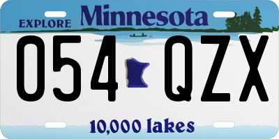 MN license plate 054QZX