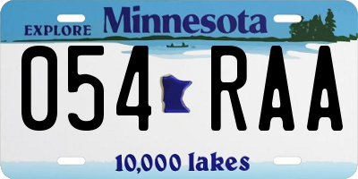 MN license plate 054RAA