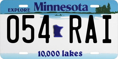 MN license plate 054RAI