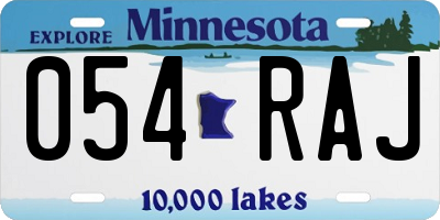 MN license plate 054RAJ