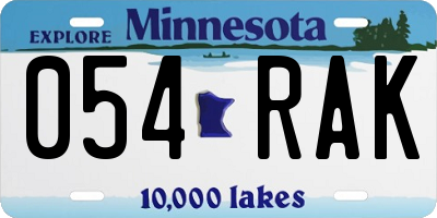 MN license plate 054RAK