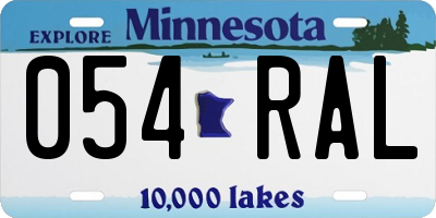 MN license plate 054RAL