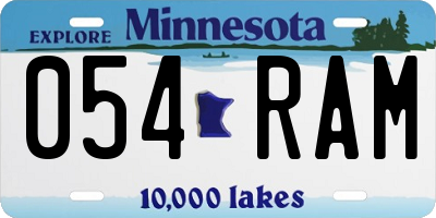 MN license plate 054RAM